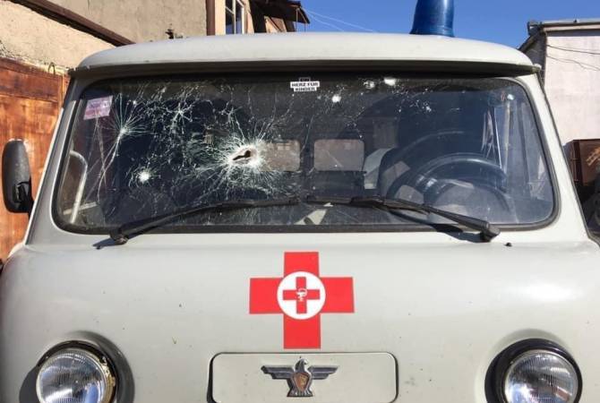 Azerbaijanis target ambulance vehicle transporting injured after ceasefire was declared (OCTOBER 11)