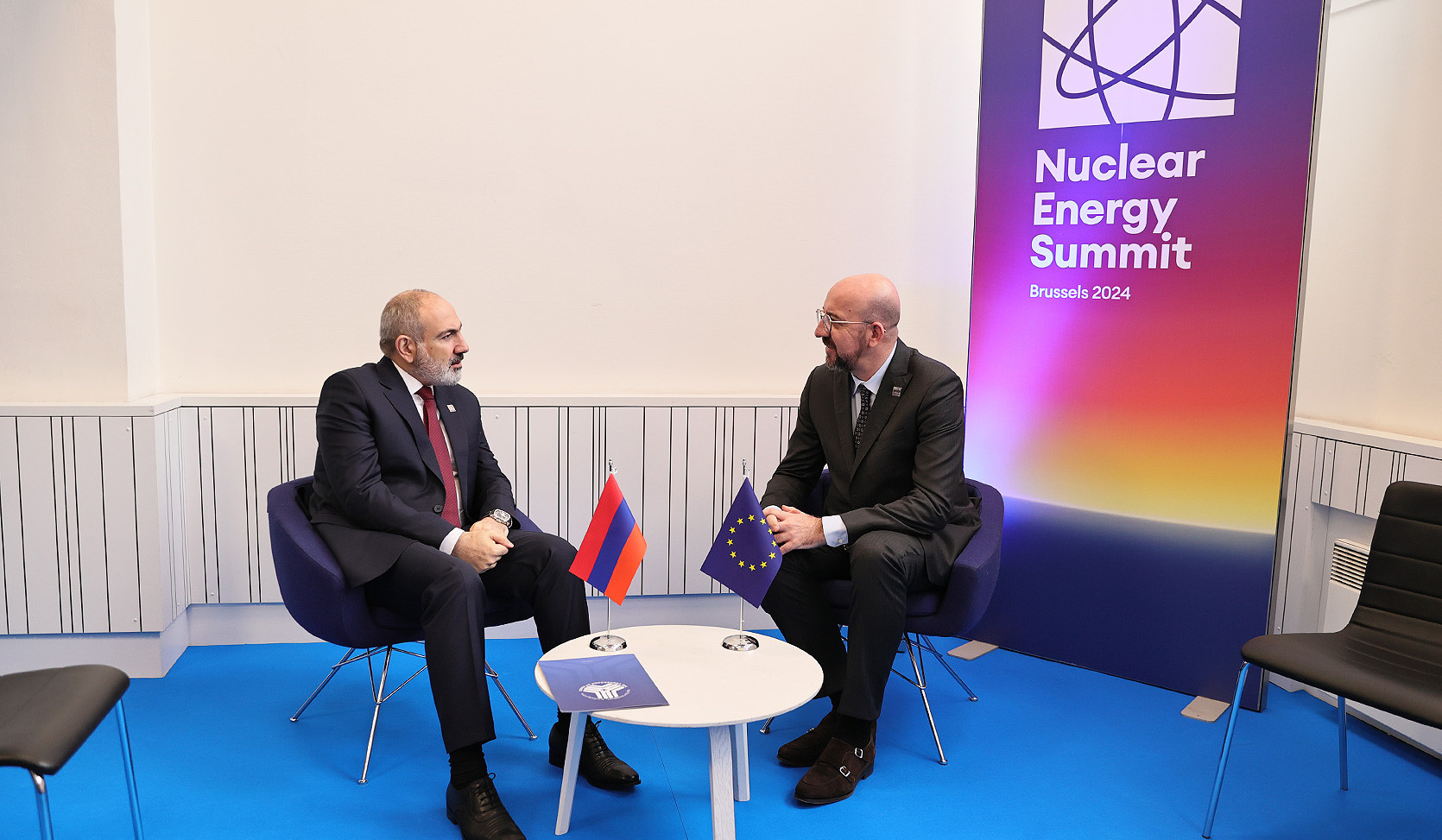 Միջուկային էներգիայի անդրանիկ գագաթնաժողովի շրջանակում տեղի է ունեցել վարչապետ Նիկոլ Փաշինյանի հանդիպումը Եվրոպական խորհրդի նախագահ Շառլ Միշելի հետ