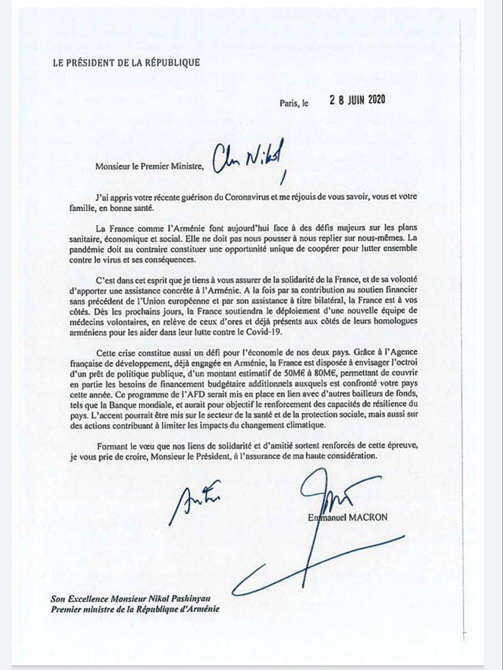 ՀՀ վարչապետի խոսնակը մեկնաբանել է Ֆրանսիայի նախագահի հեռագրի շուրջ շահարկումները