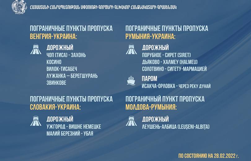 Սփյուռքի գլխավոր հանձնակատարի գրասենյակը հայտարարություն է հրապարակել Ուկրաինայից դուրս մեկնել ցանկացող ՀՀ քաղաքացիների համար