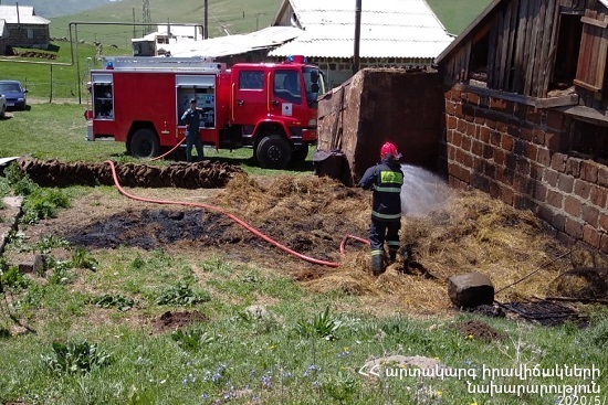Մյասնիկյան գյուղի Երևանյան փողոցի թիվ 3 հասցեում տնակ է այրվել