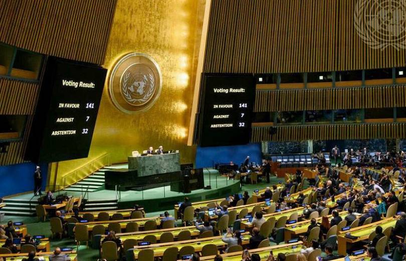 ՀՀ-ն կողմ է քվեարկել ՄԱԿ-ում՝ ԵԽ-ի մասին բանաձևին, սակայն ձեռնպահ՝ Ուկրաինայի նկատմամբ ռուսական ագրեսիայի մասին պարբերությանը