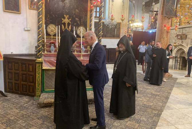 ԱՄՆ նախագահ Ջո Բայդենն այցելել է Բեթղեհեմի Ծննդյան տաճարի հայկական եկեղեցի