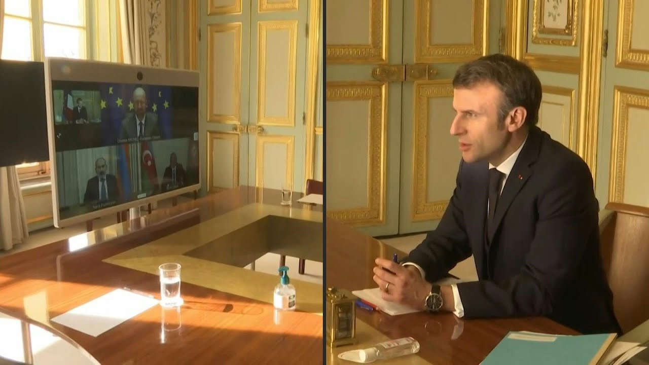 Ֆրանսիայի նախագահը տեսաժողովի ձևաչափով հանդիպում է անցկացրել Հայաստանի վարչապետի, Ադրբեջանի նախագահի և Եվրոպական խորհրդի նախագահի հետ. ՏԵՍԱՆՅՈՒԹ