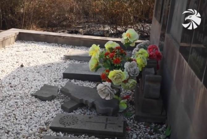 Cross-stones damaged, cemetery set ablaze by Azerbaijani artillery strikes at village in Armenia. Life on the border. Davit Bek community