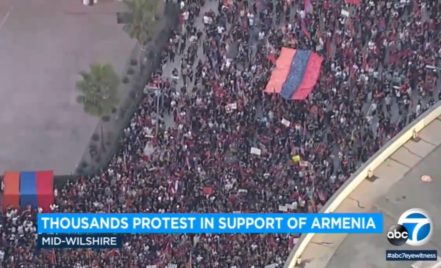Thousands of people are marching in the Fairfax area in support of Armenia in its conflict with Azerbaijan and Turkey. VIDEO